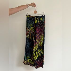 Tropical Patterned Wide Leg Pants